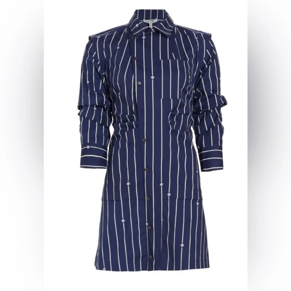 10 Crosby Derek Lam Blue and White Striped Dress - Picture 3 of 10